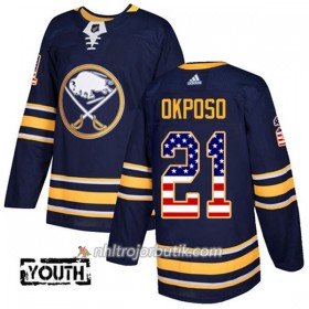 Barn Ishockey Buffalo Sabres Tröja Kyle Okposo 21 Adidas 2017-2018 Marinblå USA Flag Fashion Authentic